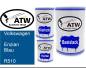 Preview: Volkswagen, Enzian Blau, R510: 500ml Lackdose + 500ml Klarlack + 250ml Härter - Set, von ATW Autoteile West.